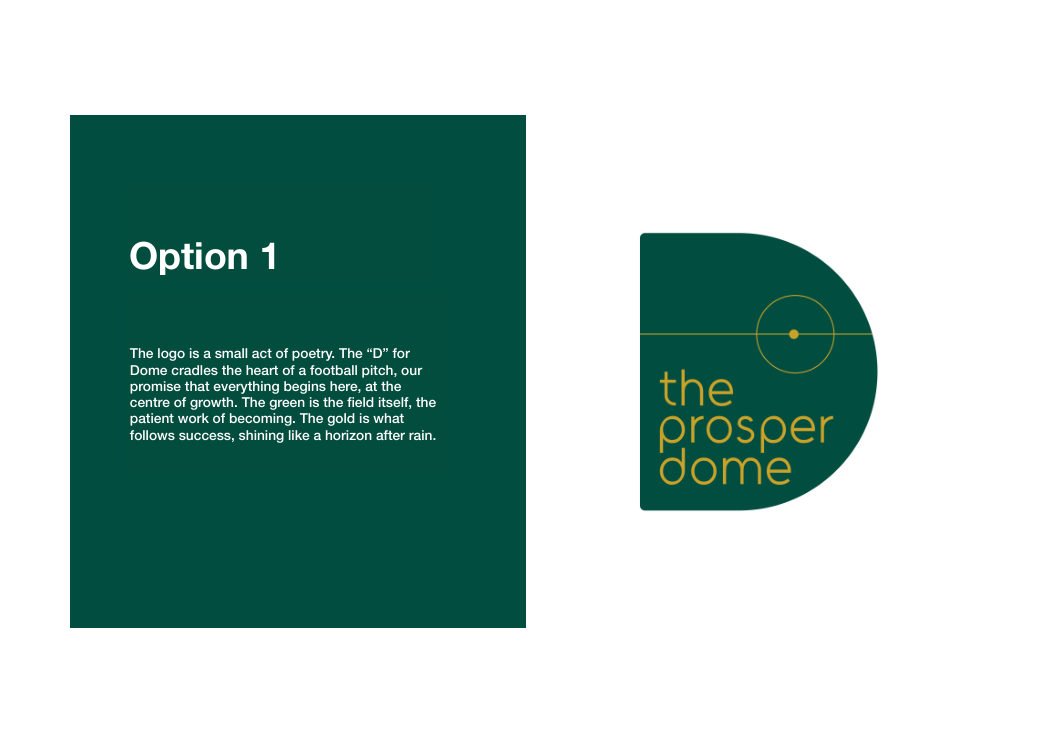 The Prosper Dome concept spread with mark reasoning